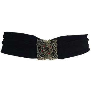 1639 - Slinky Stretch Belts Rose Design - Black 02 Slinky Stretch Belt - One Size Fits All