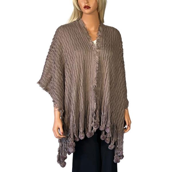 Wholesale 1657  - Wave Overlap Knit with Pom Pom Taupe<br>
Wave Overlap Knit with Pom Pom - 
