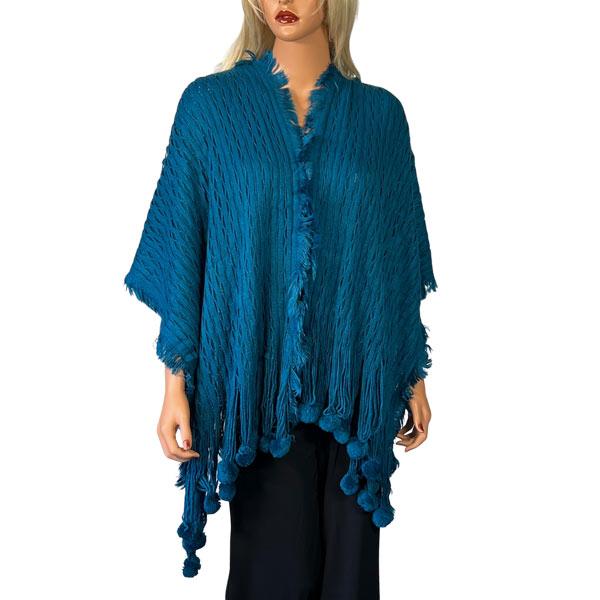 Wholesale 1657  - Wave Overlap Knit with Pom Pom Teal<br>
Wave Overlap Knit with Pom Pom - 