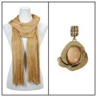 Scarves - Metallic Mesh 102 w/ Pendant - Gold w/ Pendant #389