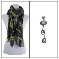 Scarves - African Abstract 1012 w/ Pendant - Black w/ Pendant #399