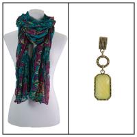 Scarves - African Abstract 1012 w/ Pendant - Teal w/ Pendant #396