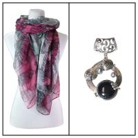 Scarves - Havana Breeze 1634 w/ Pendant - Charcoal-Plum w/ Pendant #517