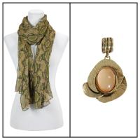 Scarves - Reptile Print 4116 w/ Pendant - Green w/ Pendant #389