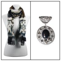 Scarves - Tribal 50480 w/ Pendant - Black w/ Pendant #481