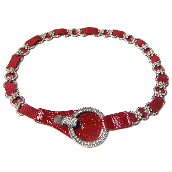 Wholesale 8545 Crystal Stretch Belts J4143 - Red Crystal Stretch Belt - 