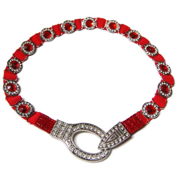 Wholesale 8545 Crystal Stretch Belts L6061 - Red Crystal Stretch Belt - 