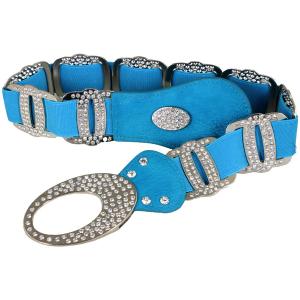 Wholesale 8545 Crystal Stretch Belts X9299 - Turquoise Crystal Stretch Belt - 