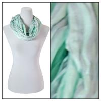 Infinity Scarves - Cotton/Silk Blend 100 - Striped Mint-Grey