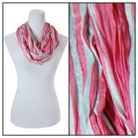 Infinity Scarves - Cotton/Silk Blend 100 - Striped Coral-Mint
