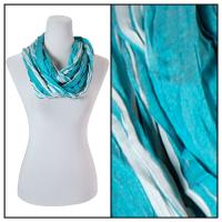 Infinity Scarves - Cotton/Silk Blend 100 - Striped Teal-White