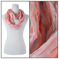 Infinity Scarves - Cotton/Silk Blend 100 - Striped Peach-Grey