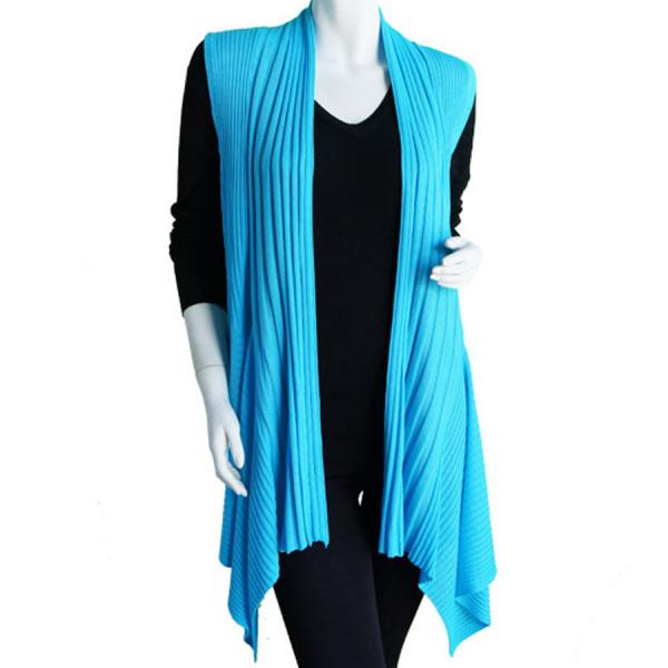 wholesale 1684 - Magic Convertible Long Ribbed Sweater Vest Turquoise - 