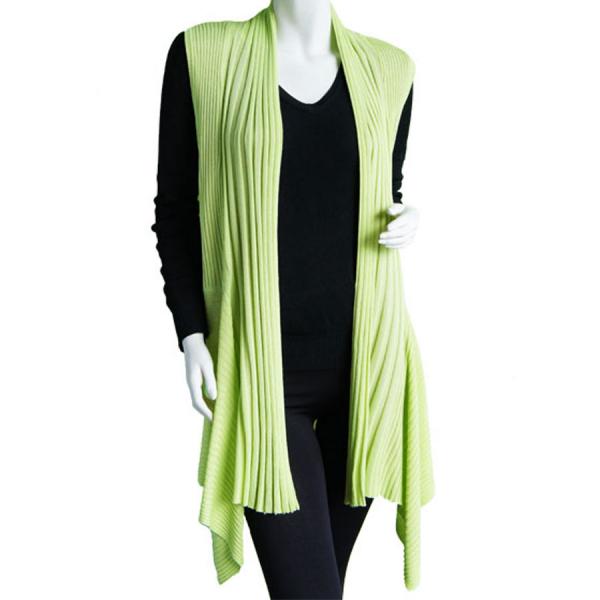 Wholesale 1175 - Slinky Travel Tops - Three Quarter Sleeve Leaf Green Long Ribbed Sweater Vest - 