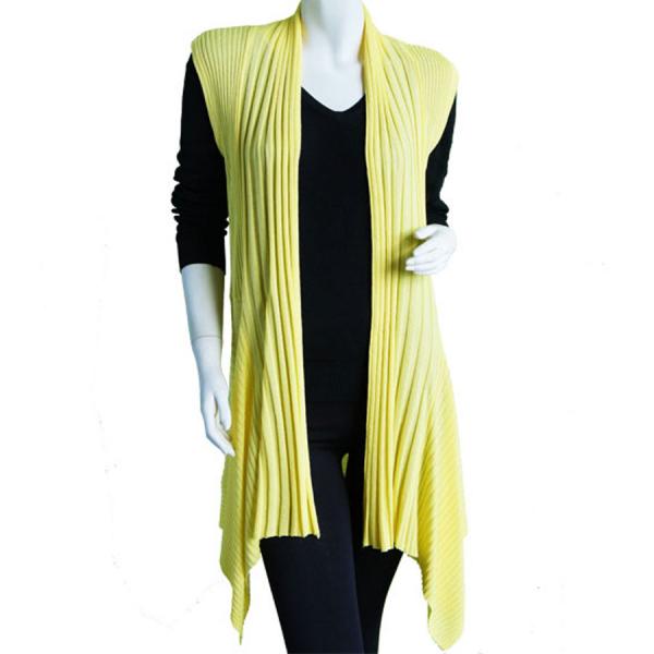 Wholesale 1175 - Slinky Travel Tops - Three Quarter Sleeve Baby Yellow Long Ribbed Sweater Vest - 