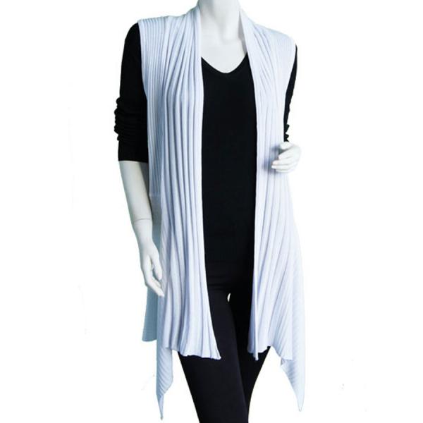 Wholesale 1175 - Slinky Travel Tops - Three Quarter Sleeve Ivory Long Ribbed Sweater Vest - 