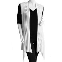 Magic Convertible Long Ribbed Sweater Vest - White