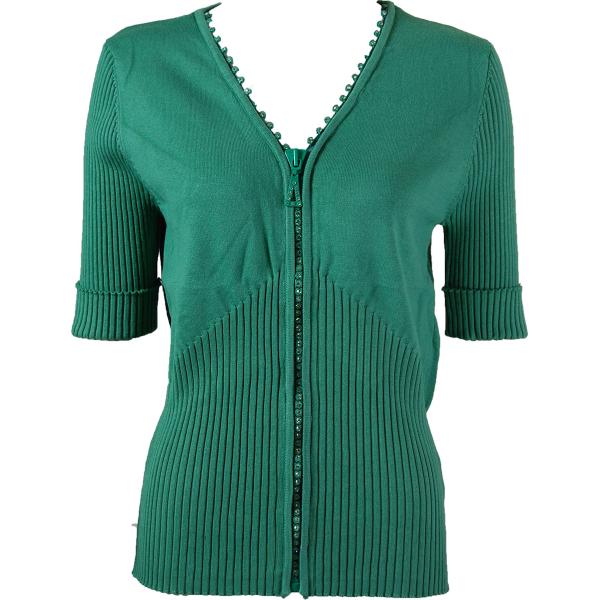 Wholesale 1729 - Diamond Crystal Zipper Half Sleeve Top Seagreen - One Size Fits  (S-L)