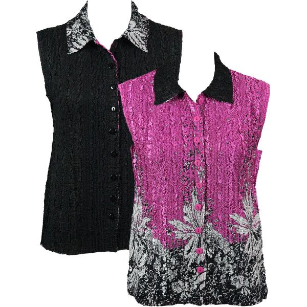 Wholesale 1732 - Reversible Magic Crush Button-Up Vests Flowers and Dots 2 Pink-White - One Size Fits Most