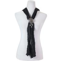 Scarves - Magnetic Heart Pendant - Jersey Knit - Black