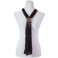 Scarves - Magnetic Heart Pendant - Jersey Knit - Dark Brown