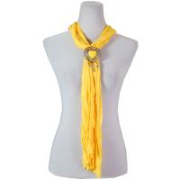 Scarves - Magnetic Heart Pendant - Jersey Knit - Yellow