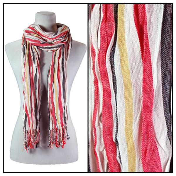 Wholesale Oblong Scarves - Vertical Stripe 684* Red - 