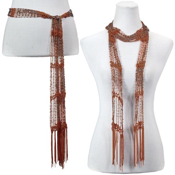 Wholesale 1755 - Shanghai Beaded Scarves/Sash Paprika w/ Silver Beads - 
