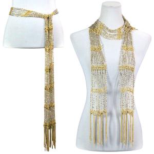 1755 - Shanghai Beaded Scarves/Sash Yellow w/ Silver Beads (19) Shanghai Beaded Scarf/Sash - 