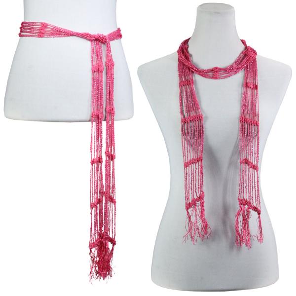 Wholesale 1755 - Shanghai Beaded Scarves/Sash Hot Pink w/ Hot Pink Beads - 