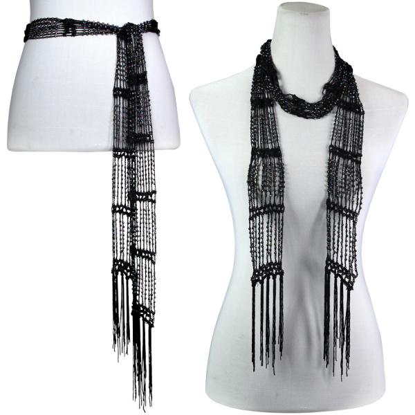 Wholesale 1755 - Shanghai Beaded Scarves/Sash Black w/ AB Beads - 