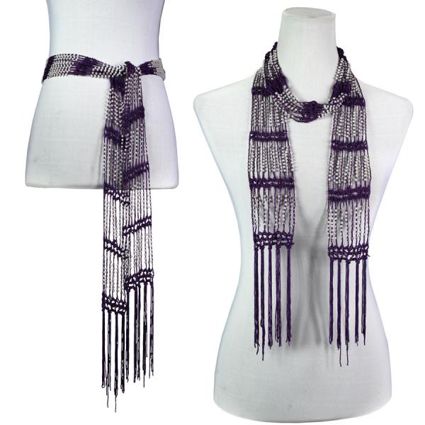 Wholesale 1755 - Shanghai Beaded Scarves/Sash Purple w/ Pearls - 