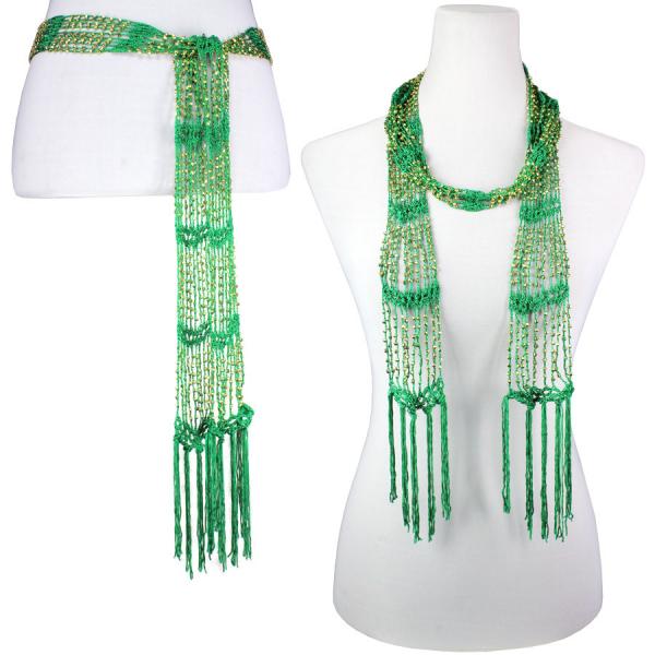 Wholesale 1755 - Shanghai Beaded Scarves/Sash Kelly Green w/ Gold Beads - 