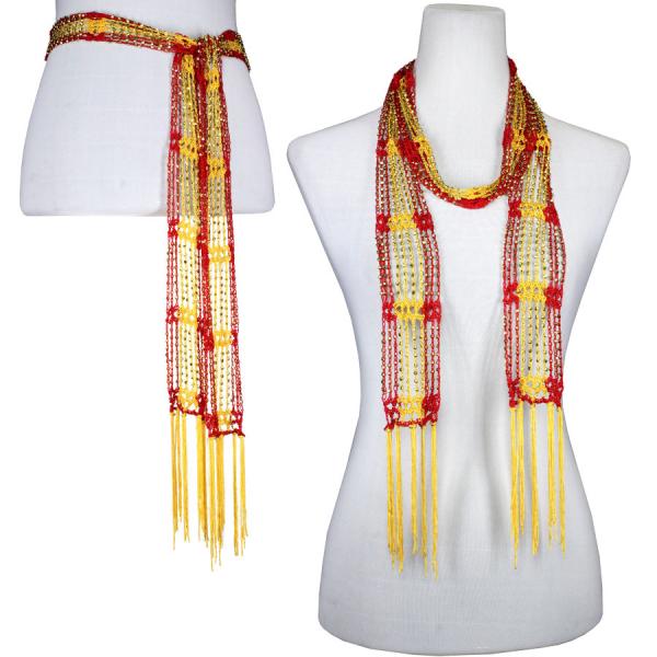 Wholesale 1755 - Shanghai Beaded Scarves/Sash Red-Bright Gold w/ Gold Beads - 