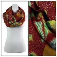 Infinity Scarves Wide - Polyester 1017 - Flower Border - Red