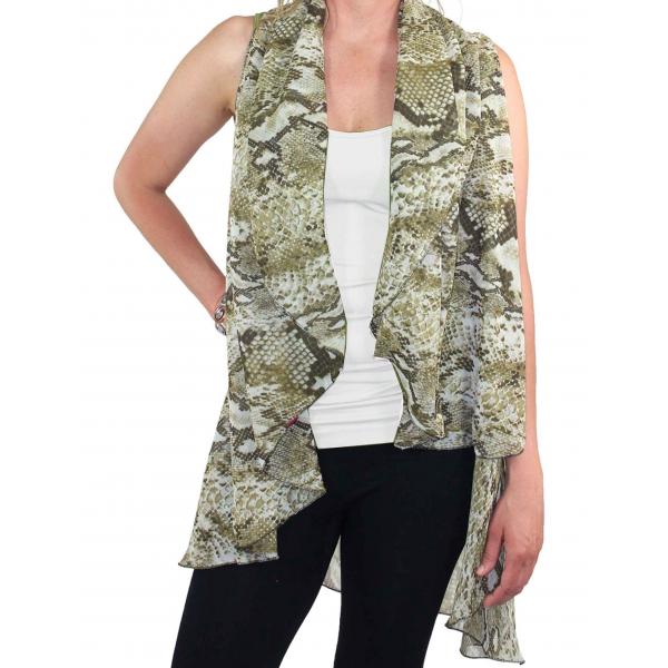 Wholesale 1789  - Chiffon Scarf Vest/Cape (Style 1) #0024 Snake - Olive* - One Size