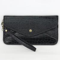 Wristlet - Crocodile - Black