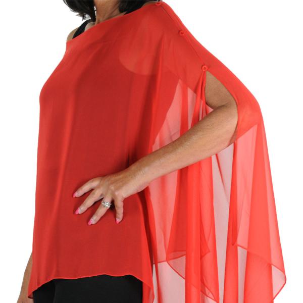 Wholesale 1799 - Silky Six Button Poncho/Cape FZS-SRD <br>Solid Red - 