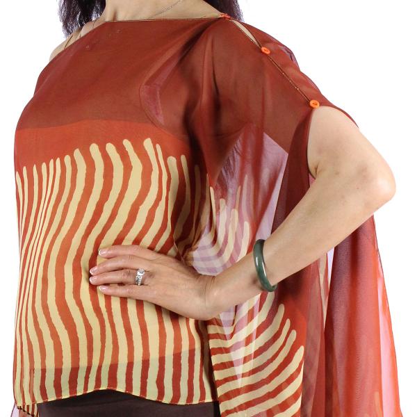 Wholesale 1799 - Silky Six Button Poncho/Cape N1137 - Color Coordinated Buttons<br> Paprika Mix - 