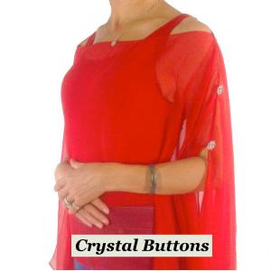 Wholesale 1799 - Silky Six Button Poncho/Cape SRD - Crystal Buttons<br>Solid Red  - 