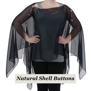 1799 - Silky Six Button Poncho/Cape SBK - Shell Button<br>
Solid Black - 