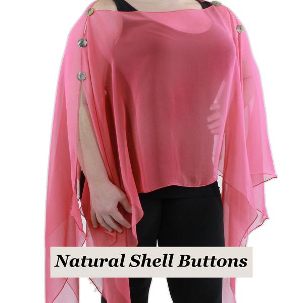 Wholesale 1799 - Silky Six Button Poncho/Cape SCR - Shell Buttons <br> Solid Coral  - 