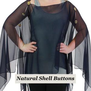 1799 - Silky Six Button Poncho/Cape SNV - Shell Buttons <br>Solid Navy  - 
