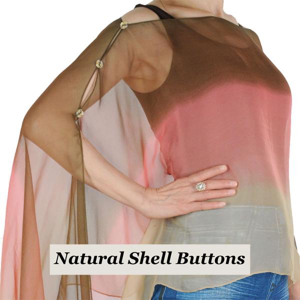 Wholesale 1799 - Silky Six Button Poncho/Cape 106BCT - Shell Buttons <br> Brown-Coral-Tan (Tri-Color)MB - 