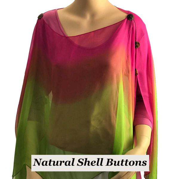 Wholesale 1799 - Silky Six Button Poncho/Cape 106MML - Shell Buttons<br>Tri-Color Magenta-Mauve-Lime - 