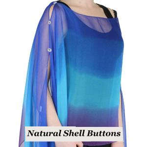 1799 - Silky Six Button Poncho/Cape 106RTP - Shell Buttons <br>Royal-Turquoise-Purple (Tri-Color) - 