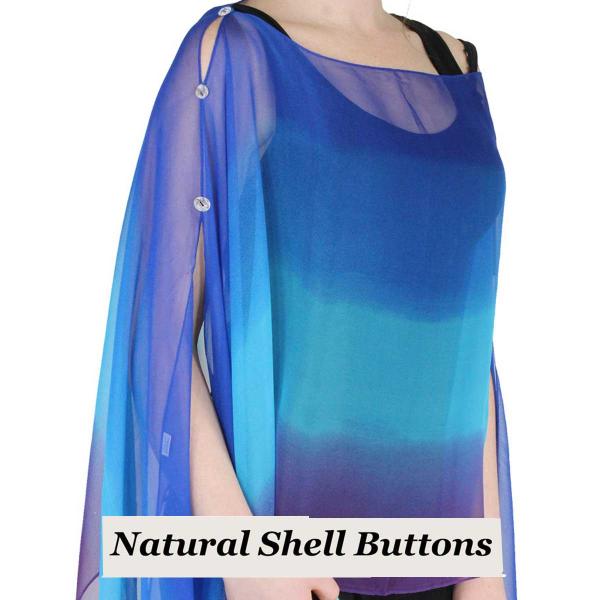 Wholesale 1799 - Silky Six Button Poncho/Cape 106RTP - Shell Buttons <br>Royal-Turquoise-Purple (Tri-Color) - 