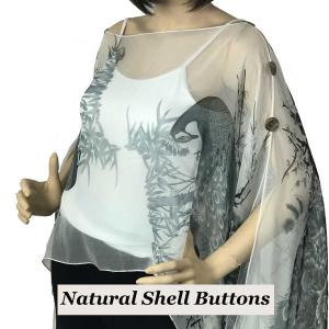 1799 - Silky Six Button Poncho/Cape Natural Shell Buttons #115 White-Black (Peacock) - 
