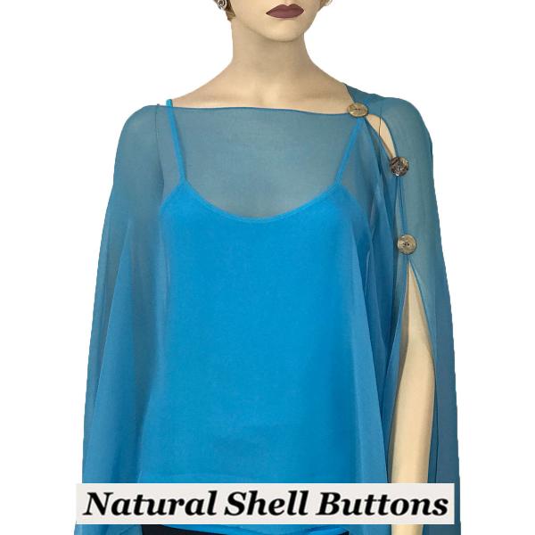 Wholesale 1799 - Silky Six Button Poncho/Cape STQ - Shell Buttons<br> Solid Turquoise - 