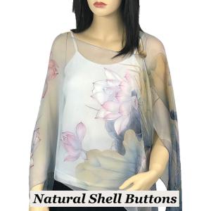 1799 - Silky Six Button Poncho/Cape 130BP - Shell Buttons<br>Blue-Pink Lotus - 